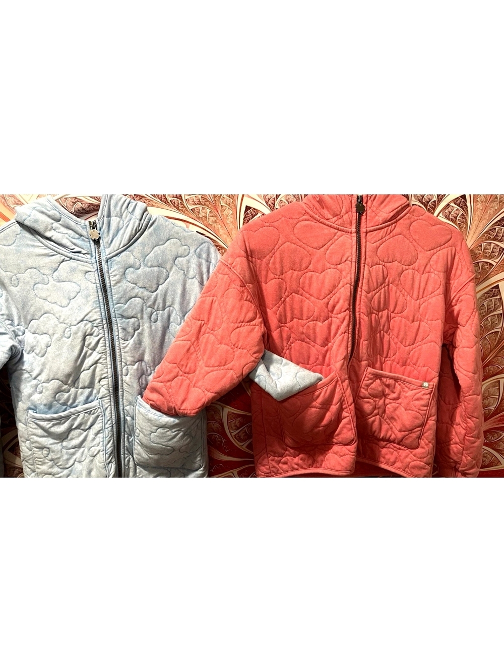 Lucky Brand Two Kids Quilted Jackets in Light Blue and Coral